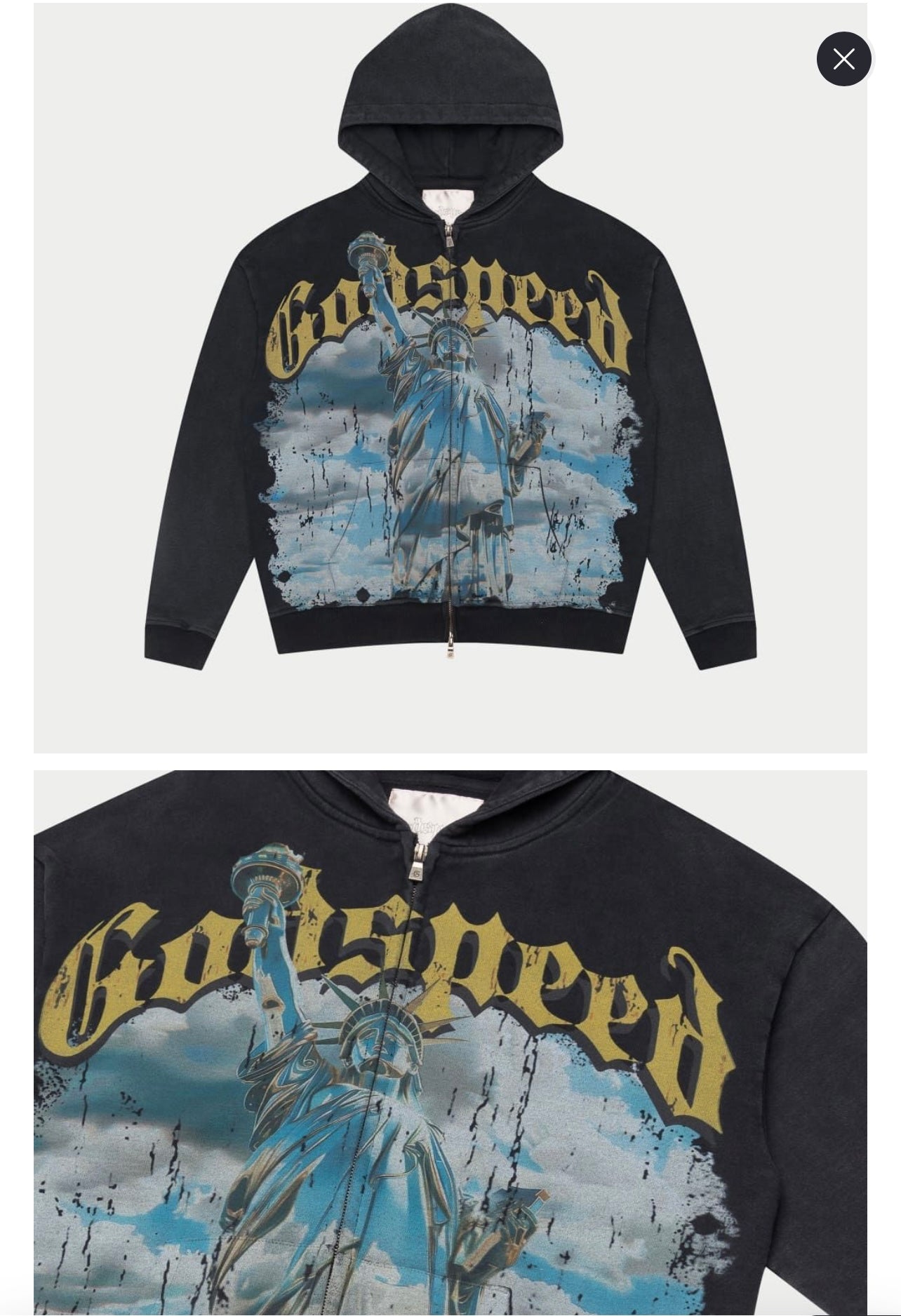 Chrome Liberty Zip Hoodie (Black Wash) BOOM